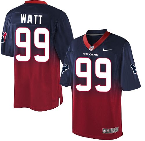 Men's Elite J.J. Watt Nike Jersey Navy/Red - #99 Fadeaway NFL Houston Texans